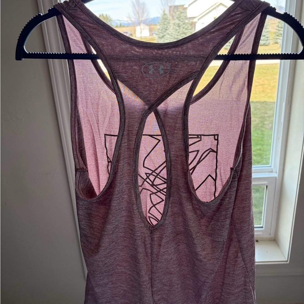 Under Armour Heathered Mauve/Pink Racerback Tank Top - Picture 4 of 5